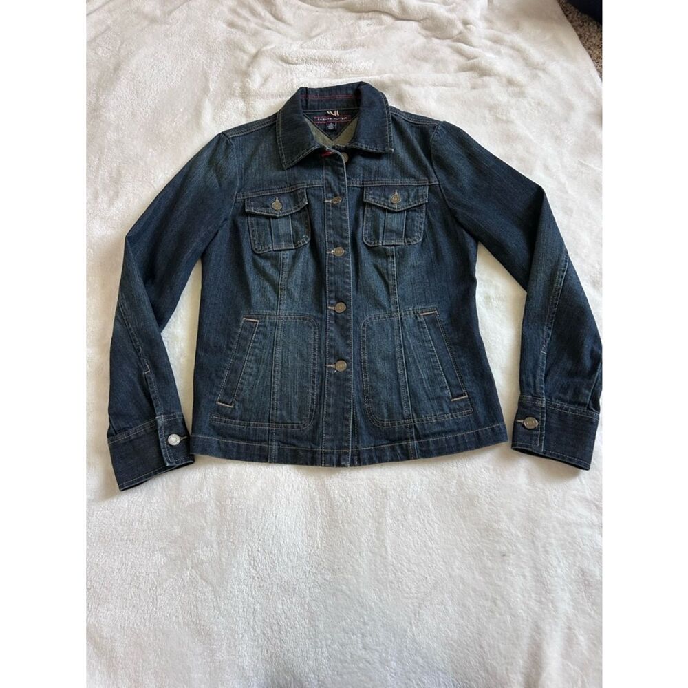 Tommy Hilfiger Dark Wash Denim Jacket Tailored Fit Medium Women’s - Picture 3 of 14